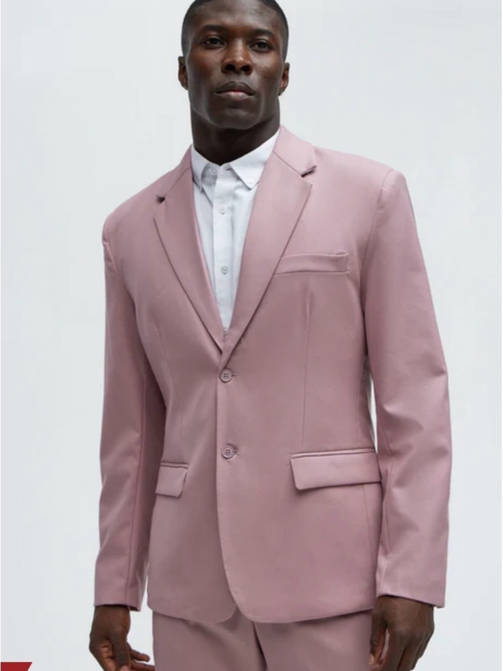 Men's Tailored Pink Blazer - Modern Two-Button Suit Jacket Sz S